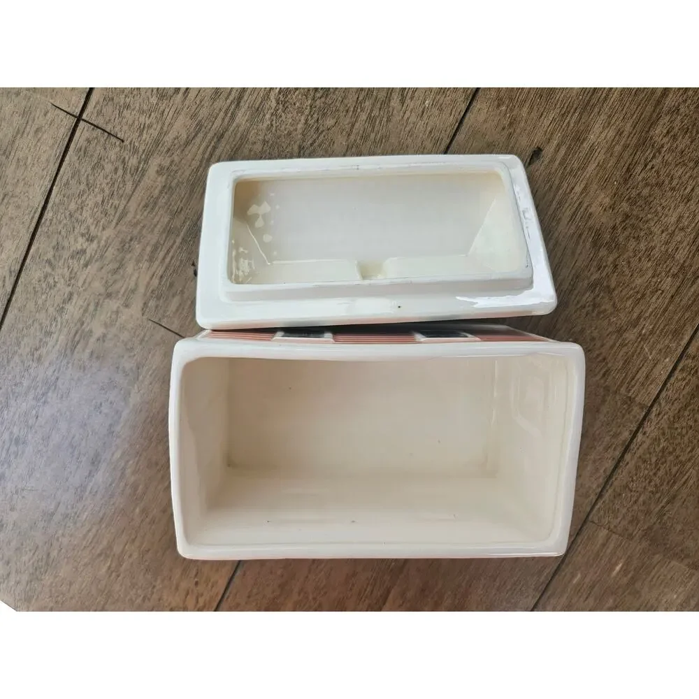 Vintage Ceramic House Canister Tea Caddy 6x5x4 1.5# e43